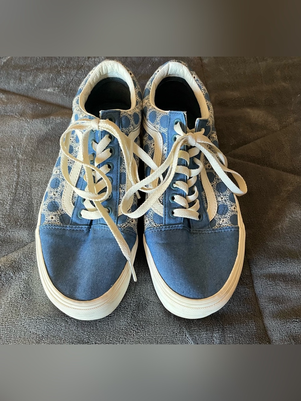Vans Old Skool platform Blue Lace Pattern Low-Top Sneakers